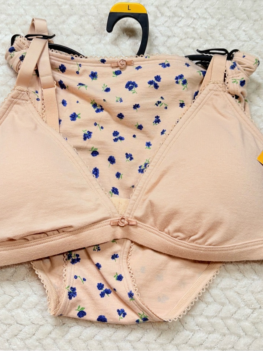 NWT Fruit of the Loom Fresh Collection Bralette Bikini Set L Floral